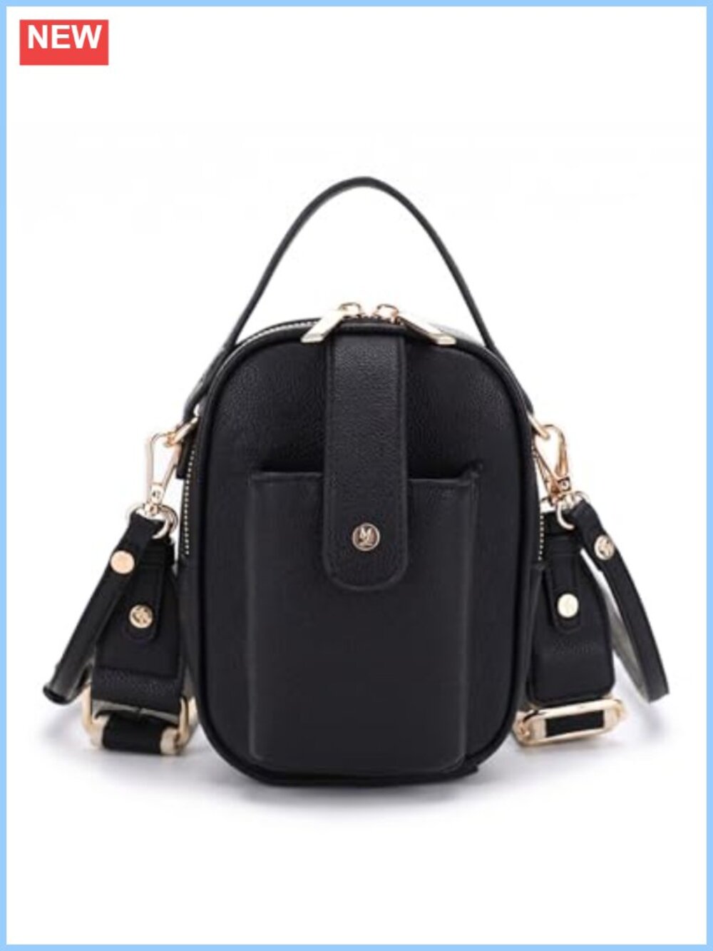 Vegan Leather Multi Compartment Crossbody Bag Top Handle